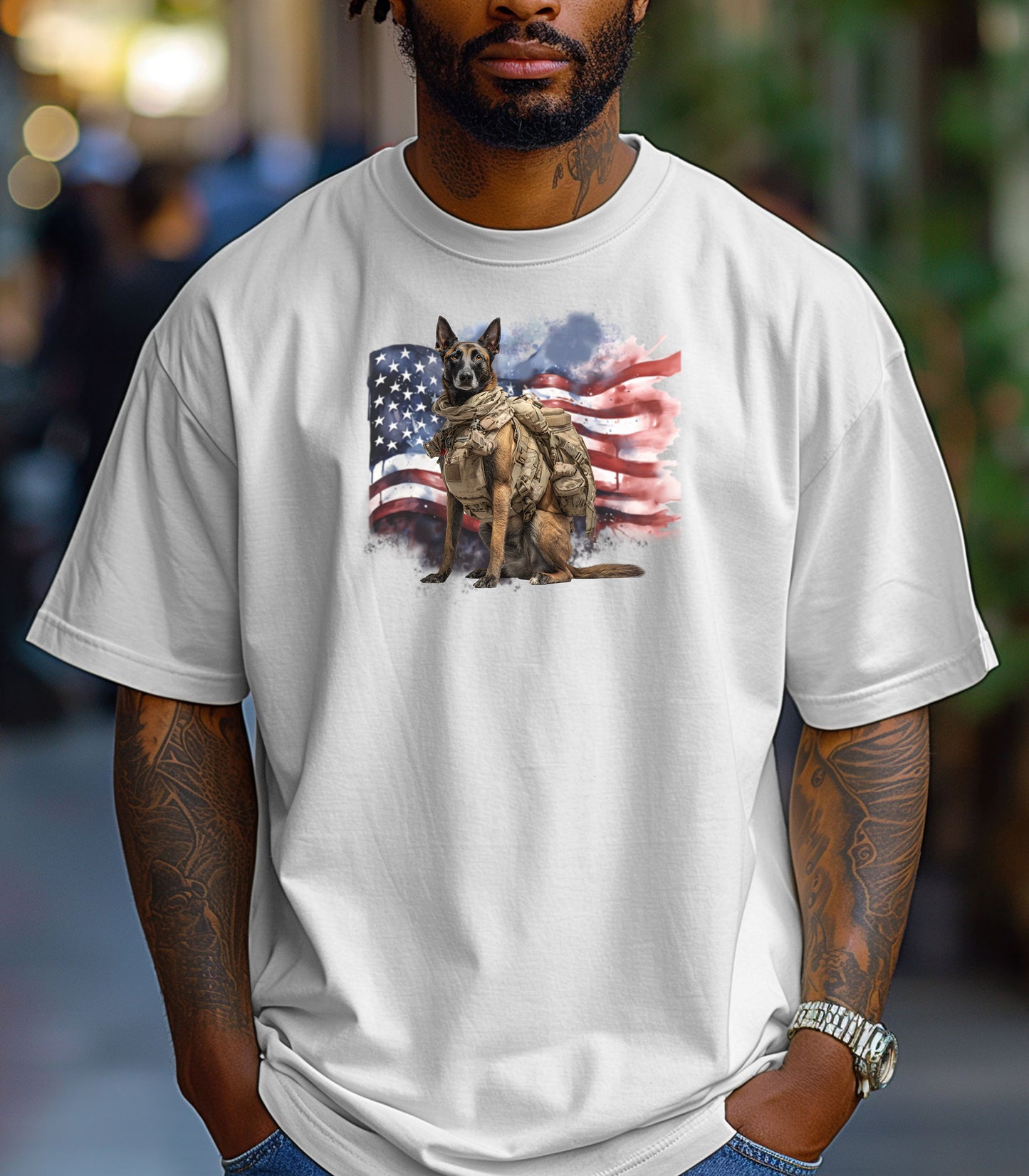 Military K-9 T-Shirt, Patriotic Working Dog Hero Tee