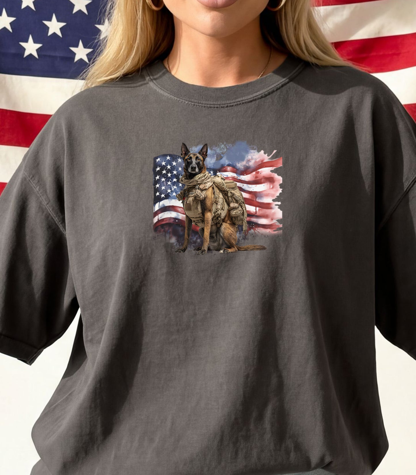Military K-9 T-Shirt, Patriotic Working Dog Hero Tee