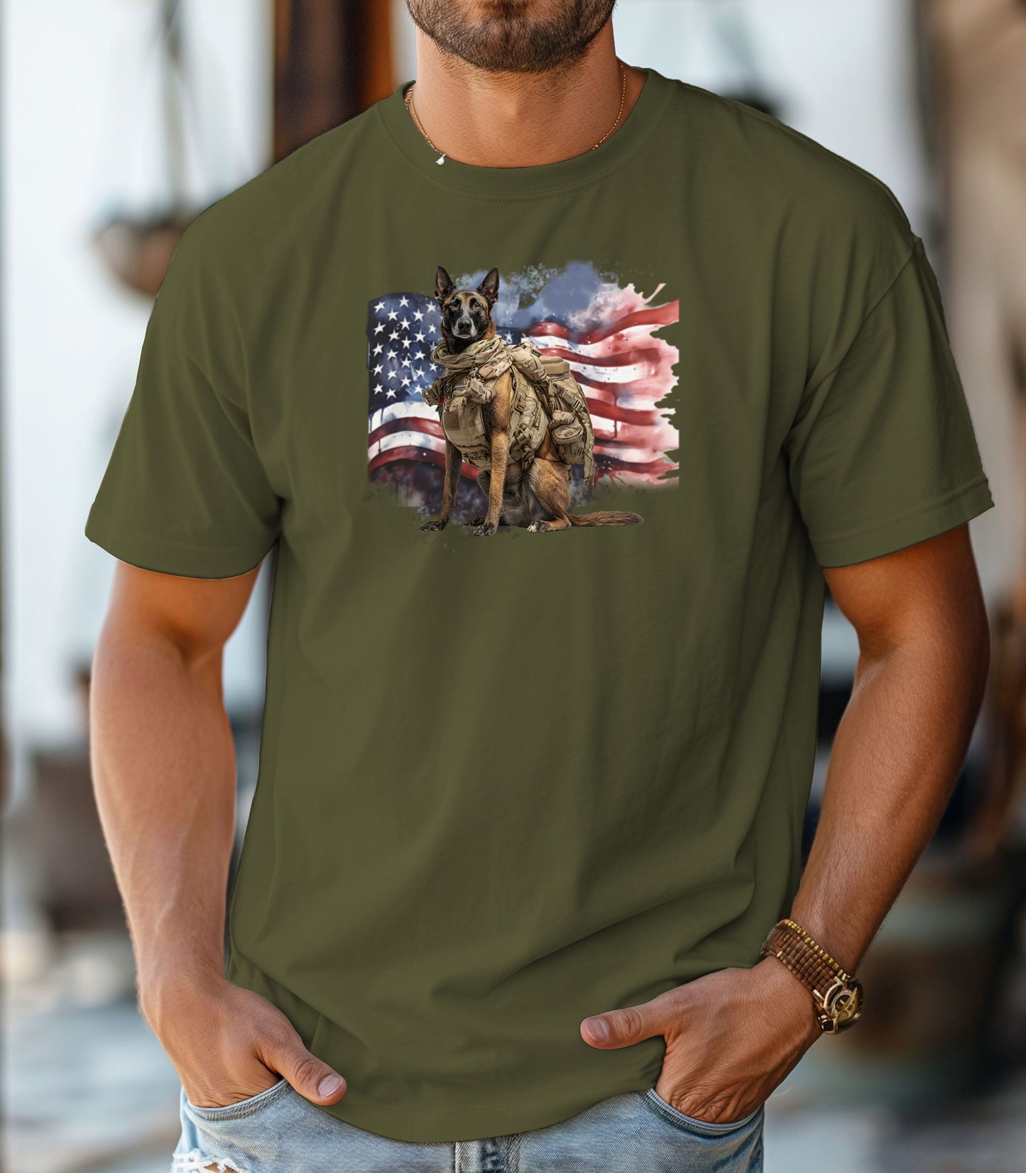 Military K-9 T-Shirt, Patriotic Working Dog Hero Tee
