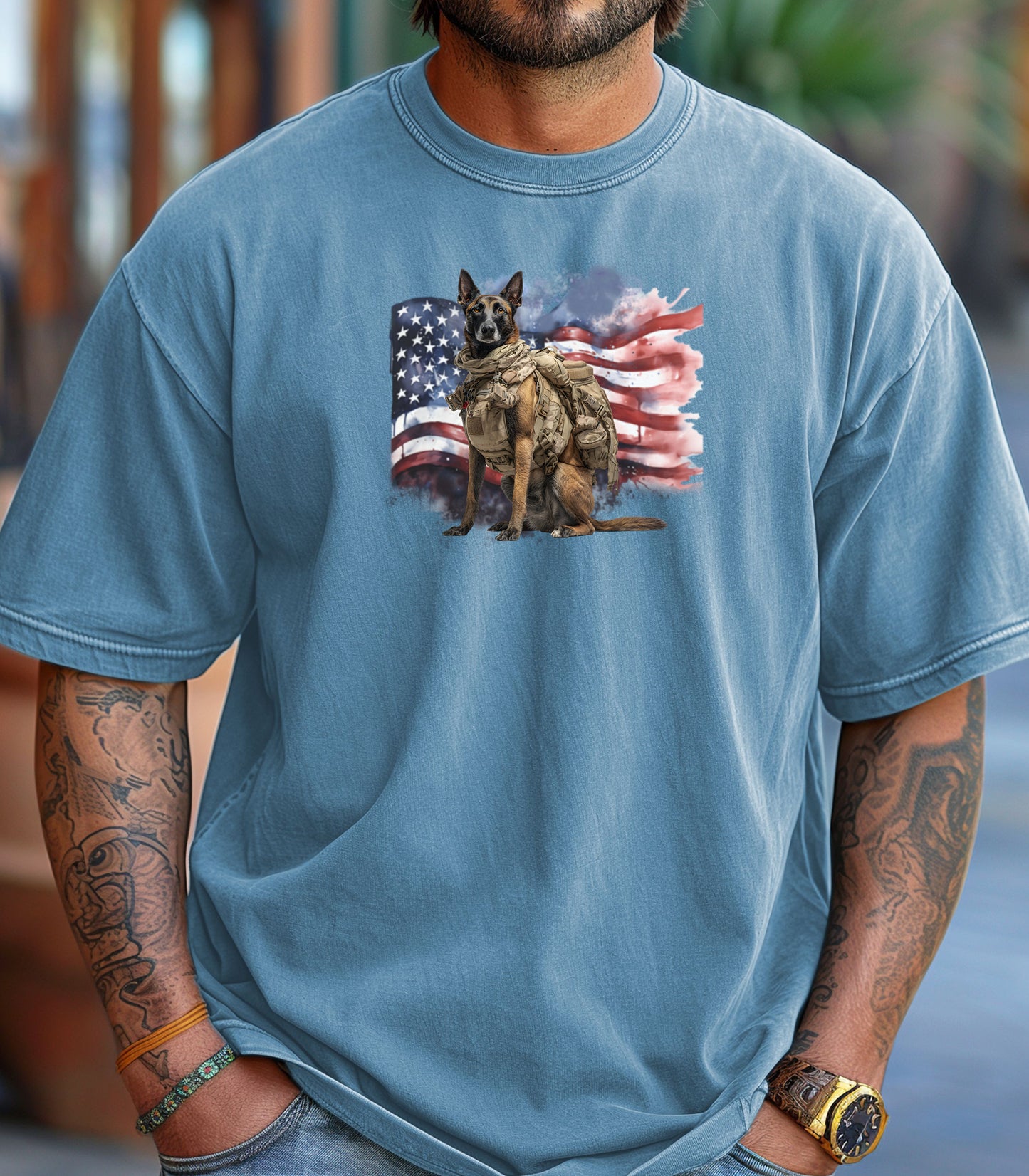 Military K-9 T-Shirt, Patriotic Working Dog Hero Tee