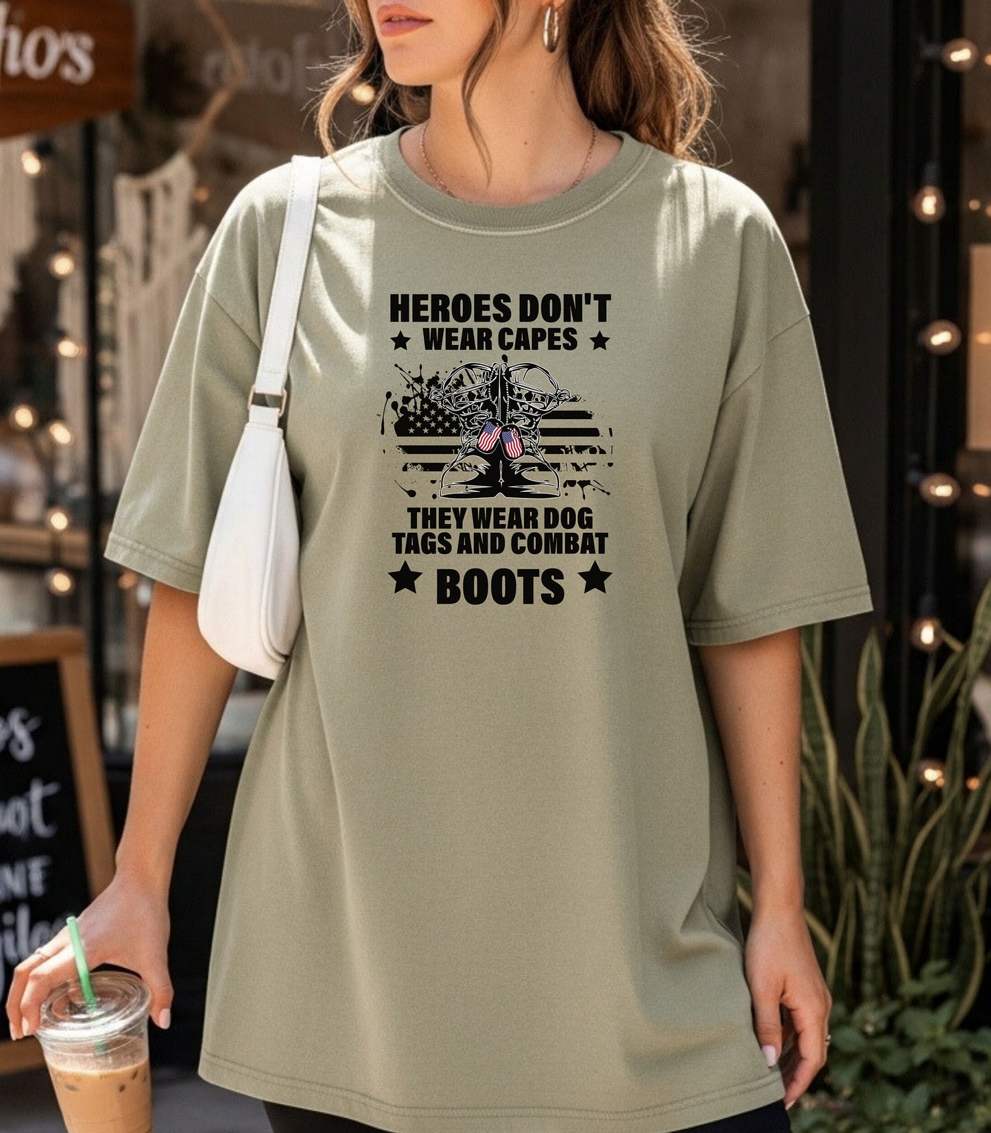 Heroes Don’t Wear Capes T-Shirt, Military Boots Patriotic Tee