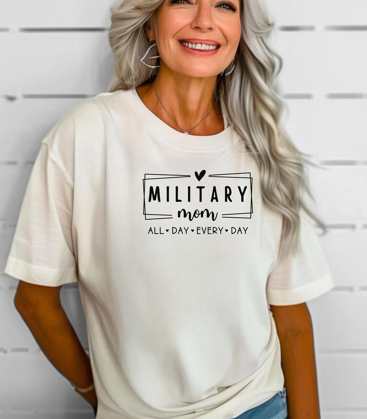 Military Mom T-Shirt, "All Day Every Day" Tribute Tee, Mother's Day Gift