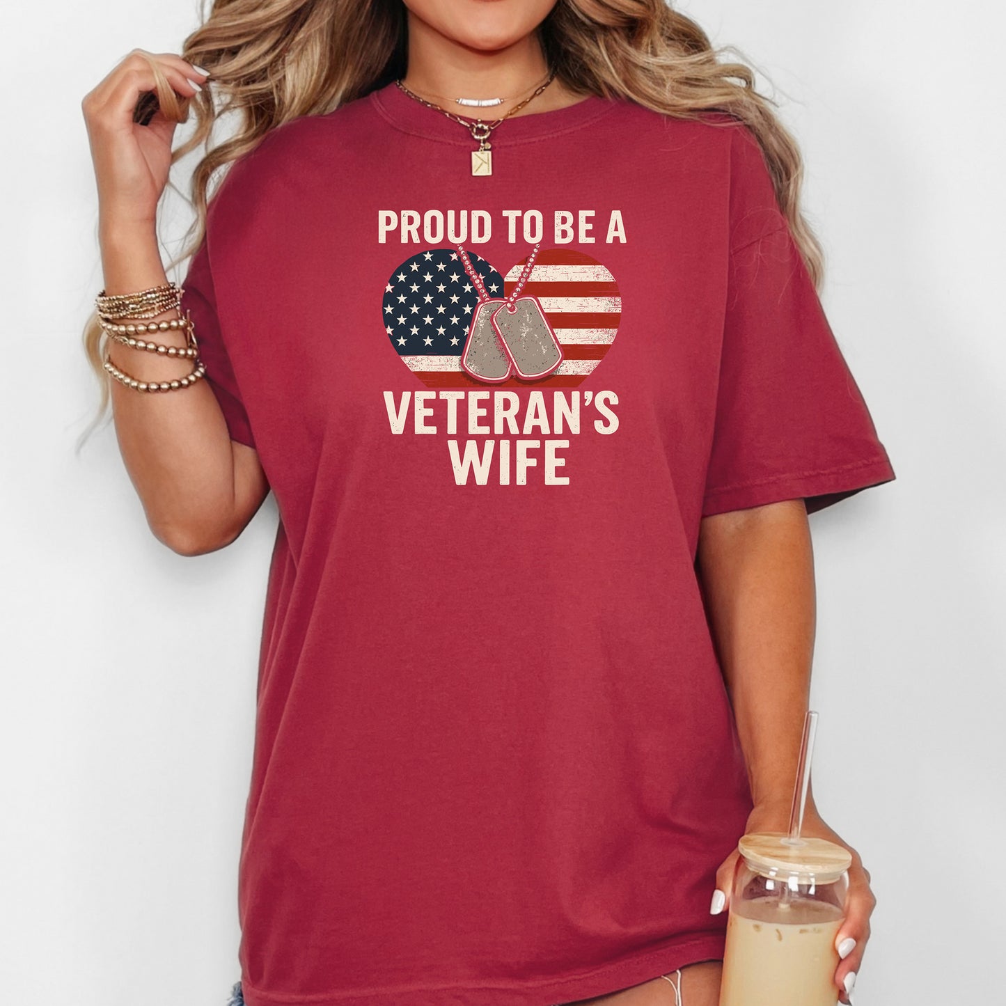 Proud to Be a Veteran’s Wife T-Shirt, Military Spouse Pride Tee