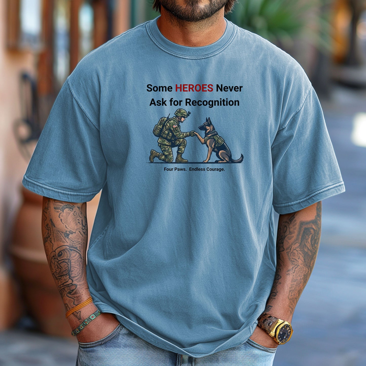 Four Paws, Endless Courage, Military K-9 Tribute T-Shirt