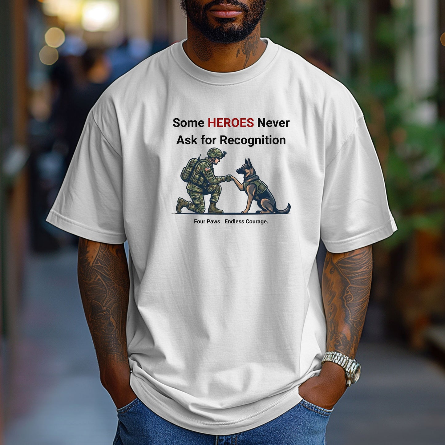 Four Paws, Endless Courage, Military K-9 Tribute T-Shirt
