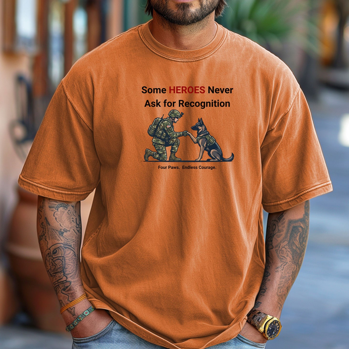 Four Paws, Endless Courage, Military K-9 Tribute T-Shirt