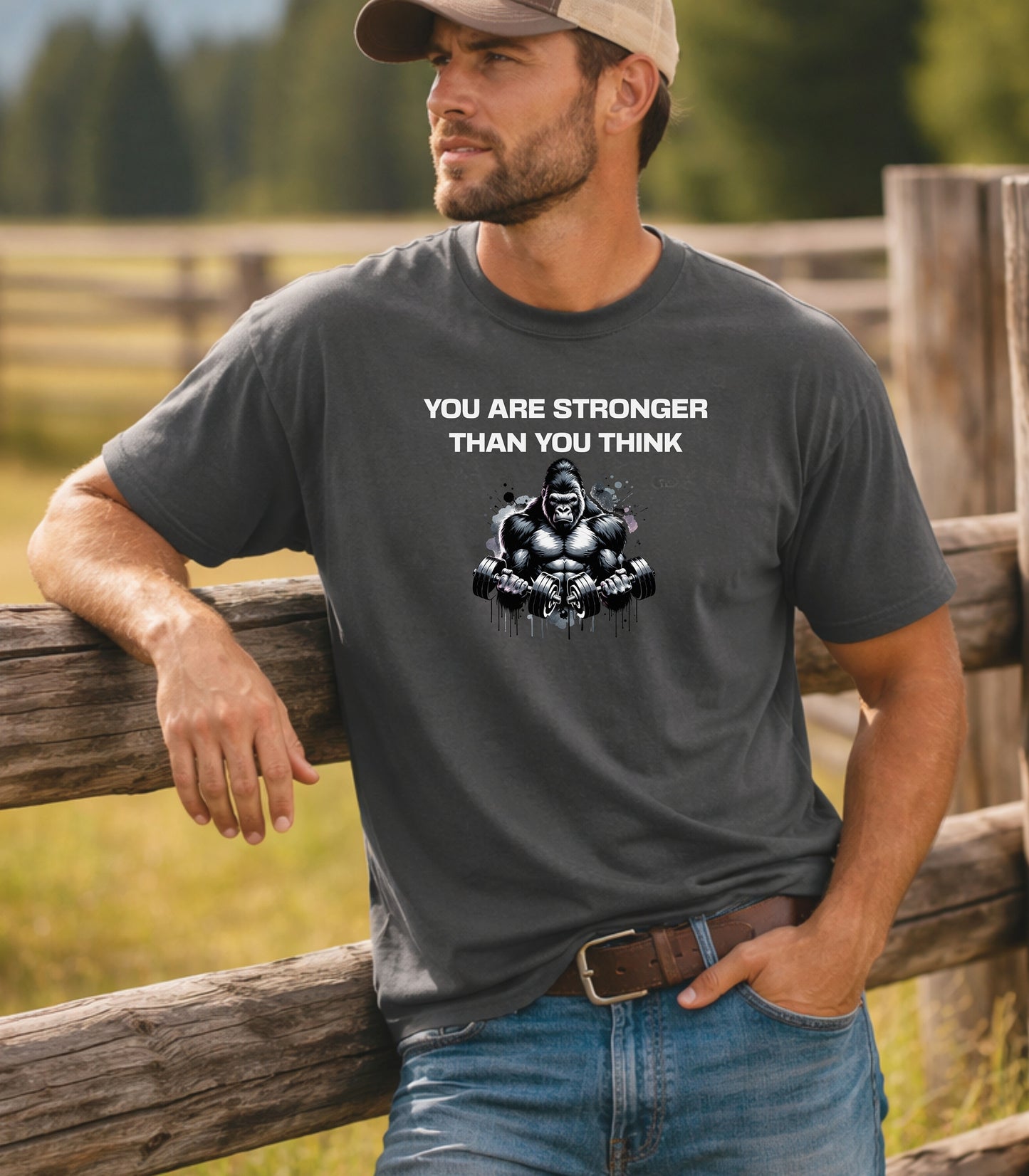 You Are Stronger Than You Think Gym T-Shirt, Gorilla Strength Motivation Shirt