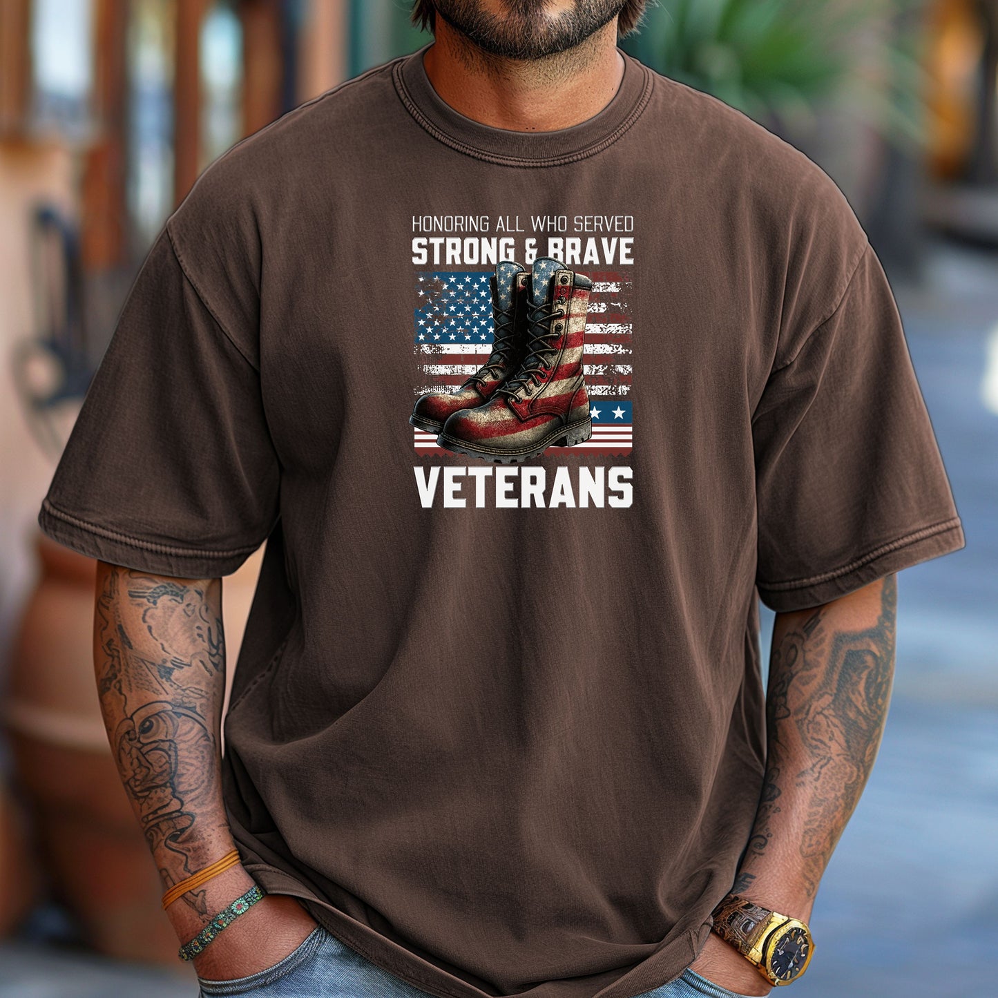 Honoring All Who Served Strong & Brave Veterans T-Shirt, Patriotic Tribute Tee