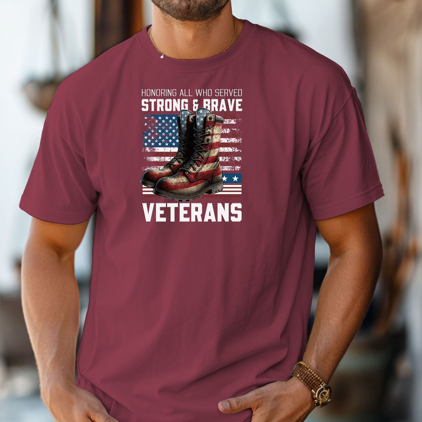 Honoring All Who Served Strong & Brave Veterans T-Shirt, Patriotic Tribute Tee