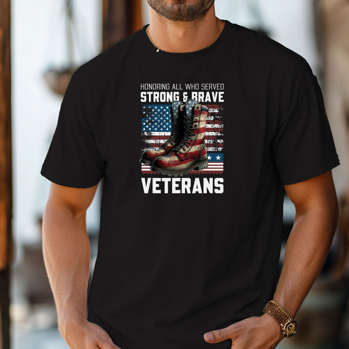 Honoring All Who Served Strong & Brave Veterans T-Shirt, Patriotic Tribute Tee