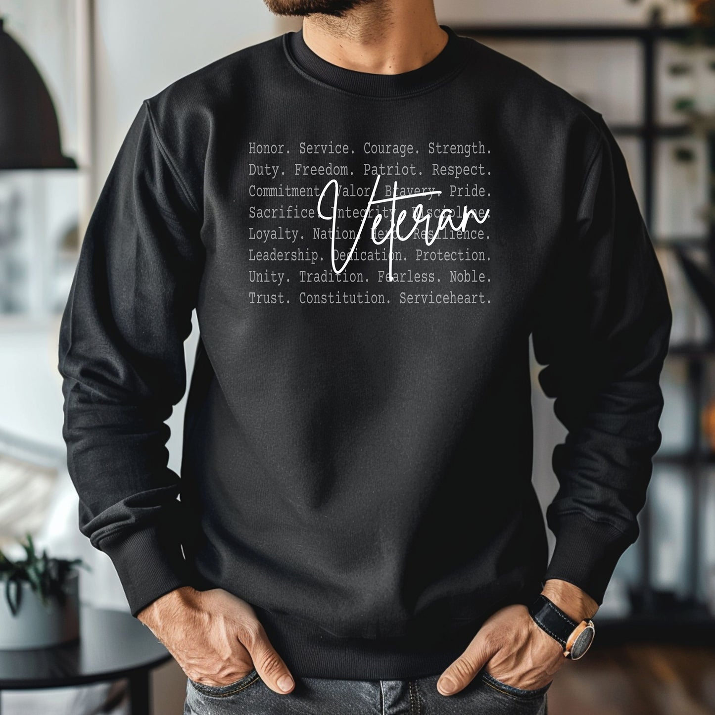 Veteran Definition Sweatshirt, Meaning of Service & Sacrifice Pullover