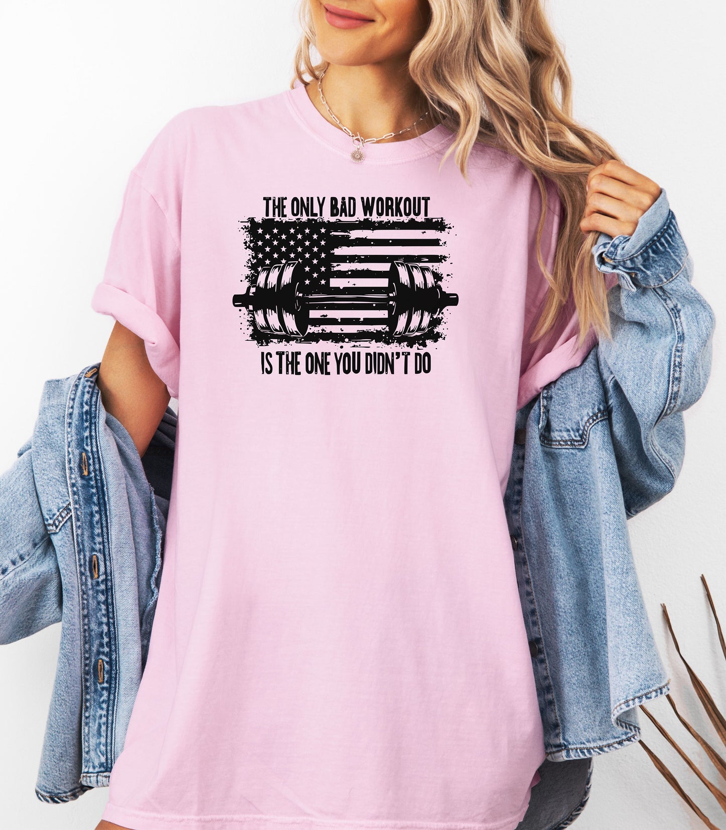 The Only Bad Workout Is The One You Didn’t Do Gym T-Shirt, Patriotic Barbell Fitness Shirt