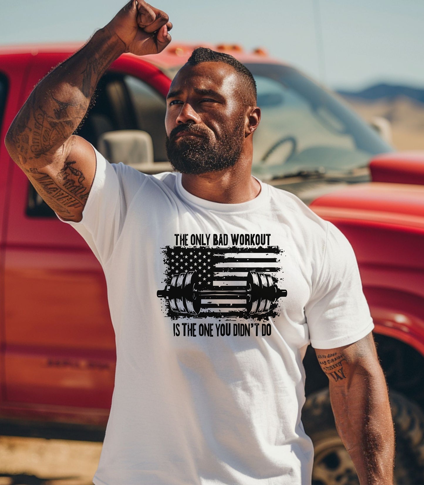 The Only Bad Workout Is The One You Didn’t Do Gym T-Shirt, Patriotic Barbell Fitness Shirt
