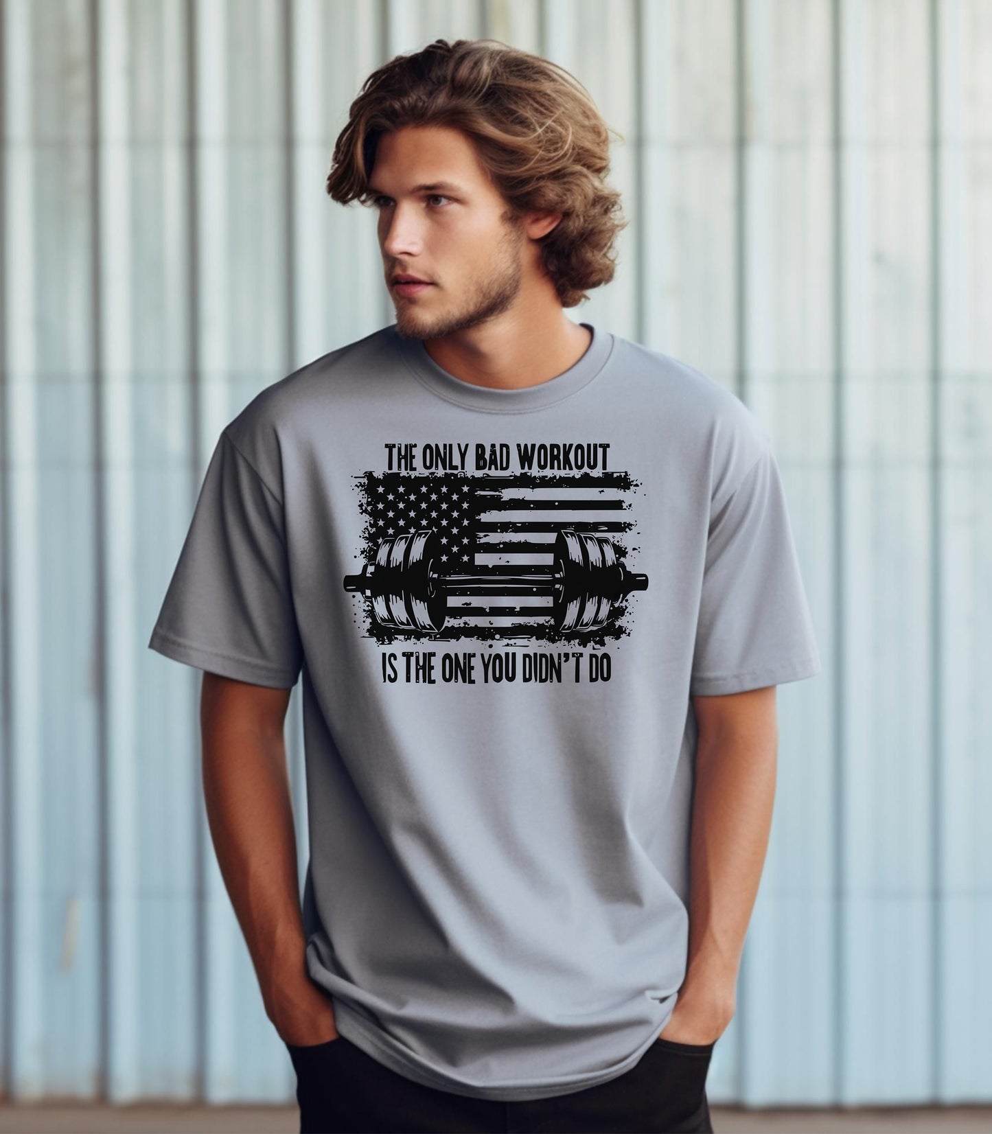 The Only Bad Workout Is The One You Didn’t Do Gym T-Shirt, Patriotic Barbell Fitness Shirt