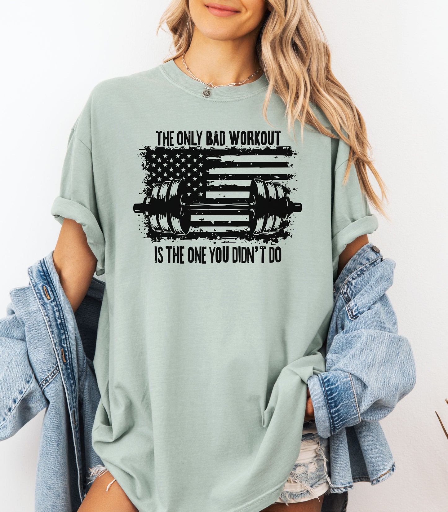 The Only Bad Workout Is The One You Didn’t Do Gym T-Shirt, Patriotic Barbell Fitness Shirt