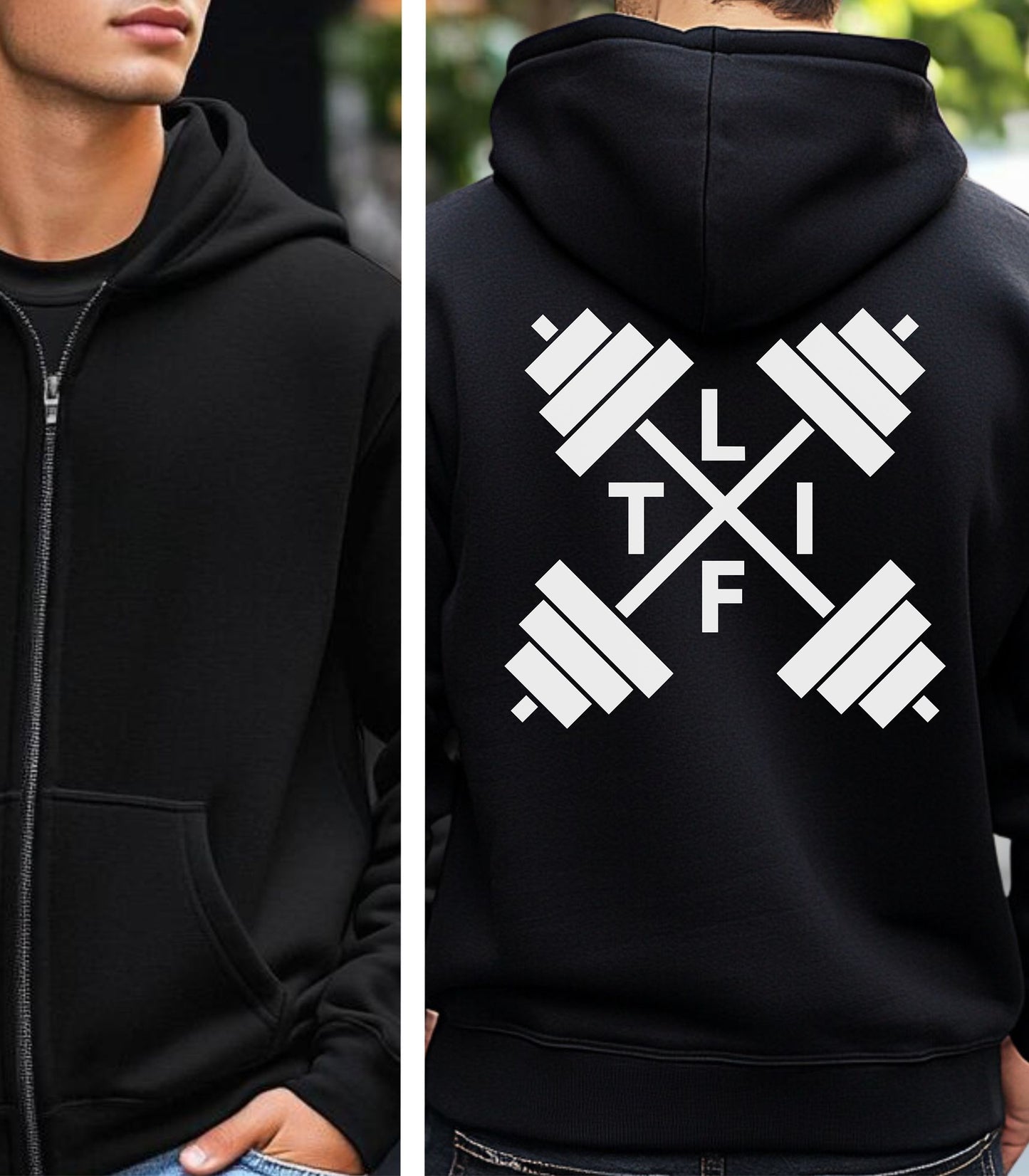 L-I-F-T Barbell Hoodie, Bold Back Design for Gym Lovers