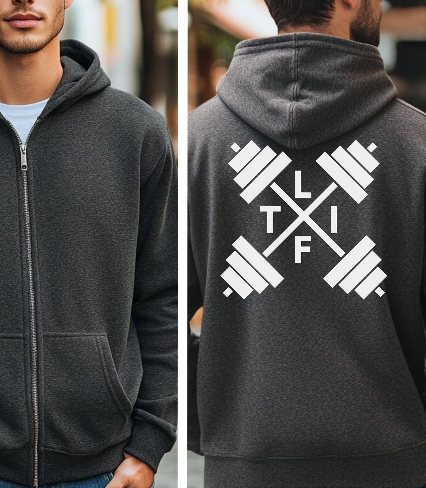 L-I-F-T Barbell Hoodie, Bold Back Design for Gym Lovers