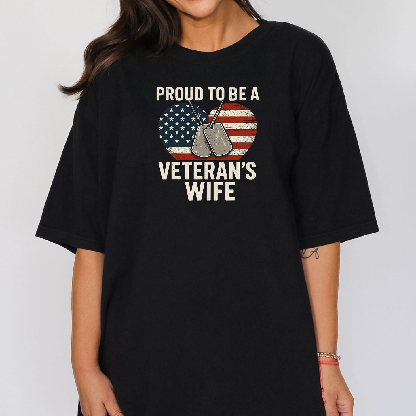 Proud to Be a Veteran’s Wife T-Shirt, Military Spouse Pride Tee