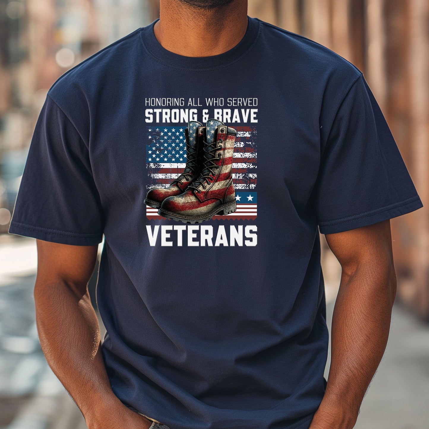 Honoring All Who Served Strong & Brave Veterans T-Shirt, Patriotic Tribute Tee