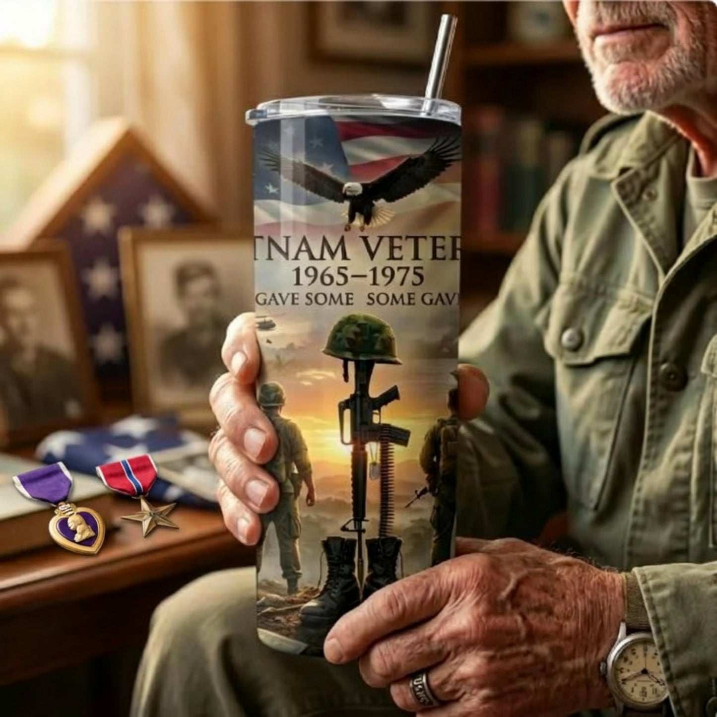 Vietnam Veteran 1965–1975 20oz Military Memorial Tumbler