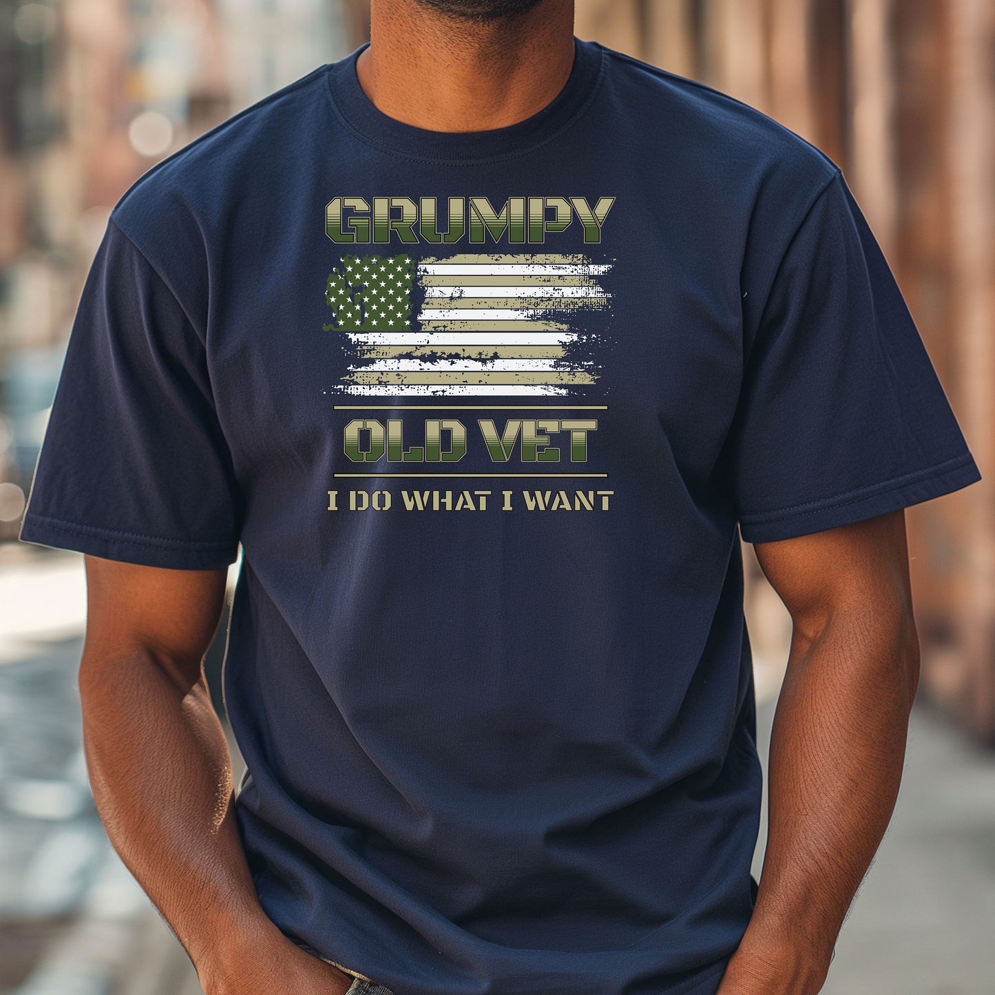 Grumpy Ol' Vet T-Shirt, Distressed American Flag, "I Do What I Want" Military Veteran Tee