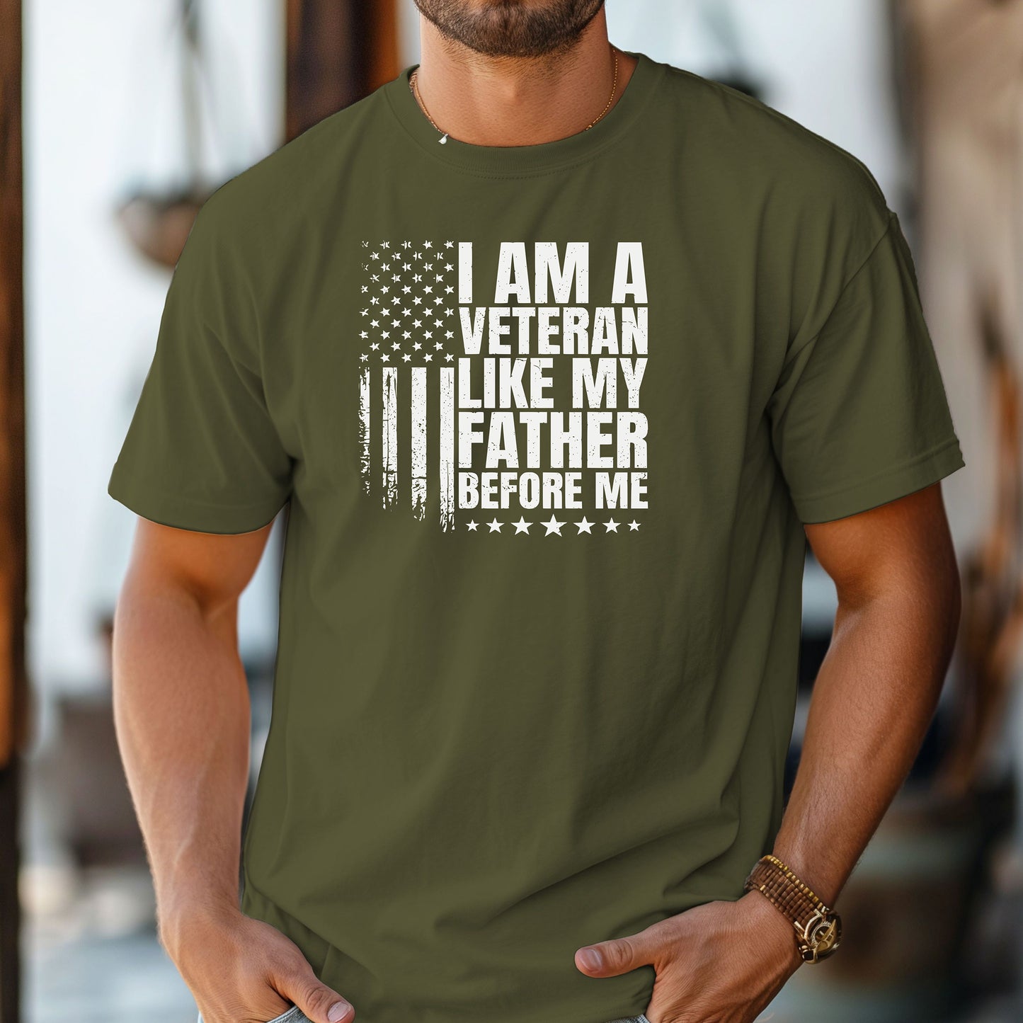 I Am A Veteran Like My Father Before Me T-Shirt, Patriotic Military Legacy Tee