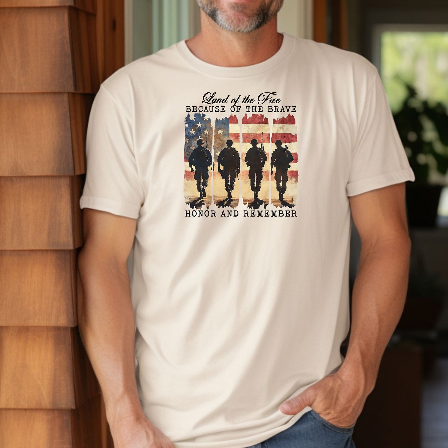 Land of the Free Because of the Brave T-Shirt – Veteran Tribute Tee