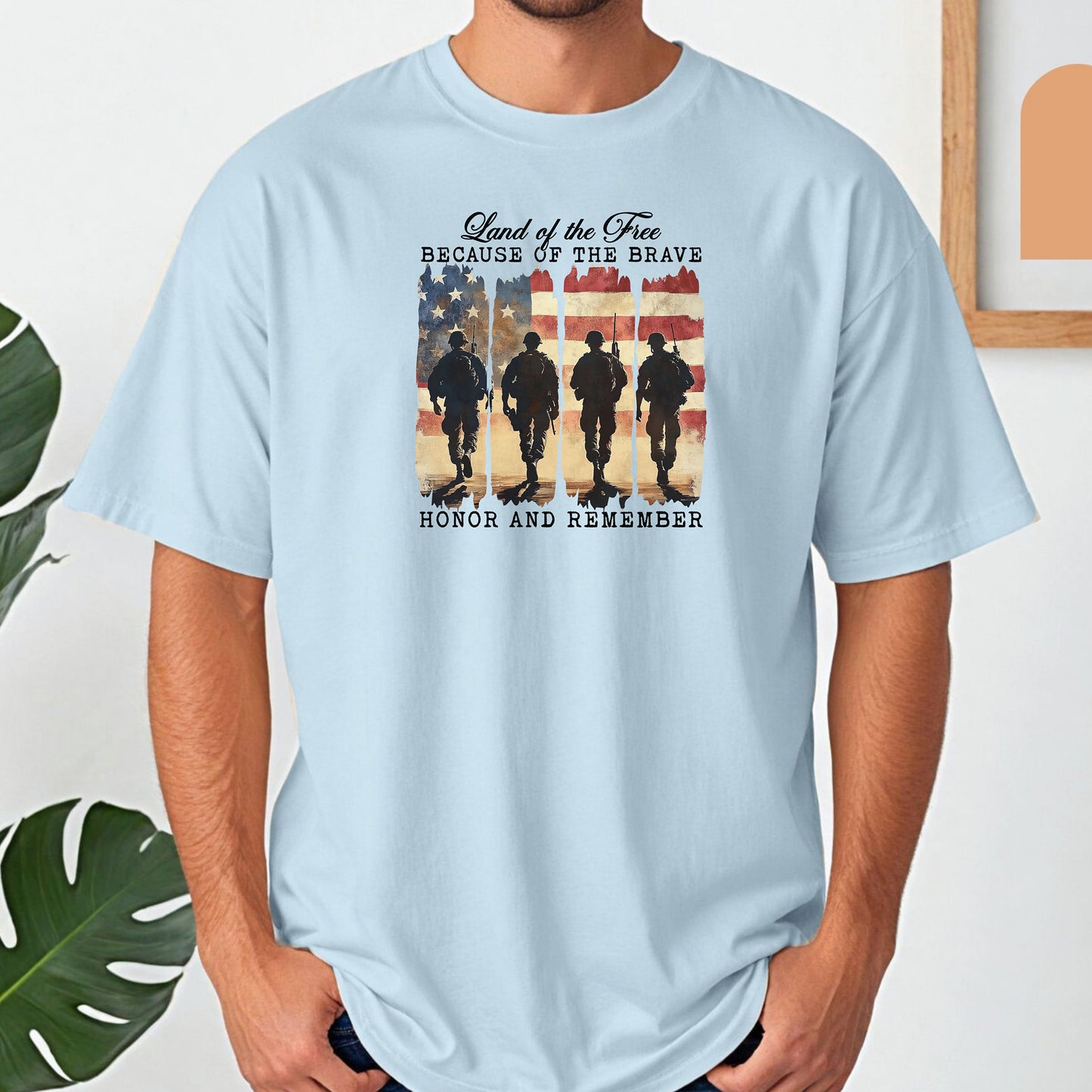 Land of the Free Because of the Brave T-Shirt – Veteran Tribute Tee