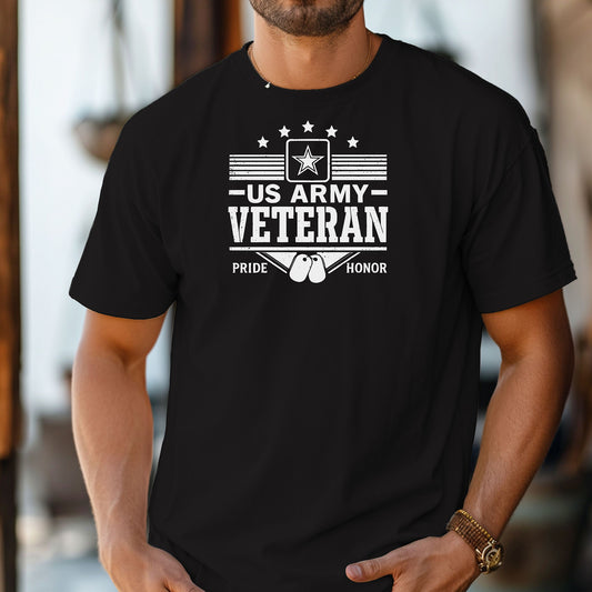 US Army Veteran T-Shirt, Pride & Honor Dog Tags Design